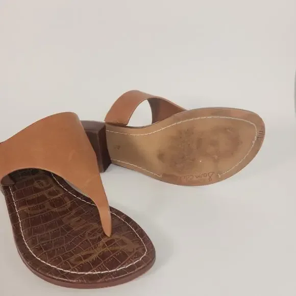 Sam Edelman Jaynee 7.5 M Leather Toe Thong Sandal Comfort Slip On Shoes Tan - Picture 6 of 7